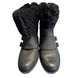 Børn AMAZE SHEARLING WOOL SUEDE LEATHER BOOTS WOMEN'S SIZE US 11 EUR 43 BLACK‎